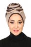 Clara - Turbante Di Cotone Taupe & Marrone