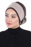 Clara - Turbante Di Cotone Taupe & Marrone
