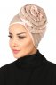 Clara - Turbante Di Cotone Taupe & Rosa Antico