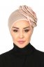 Clara - Turbante Di Cotone Taupe & Rosa Antico