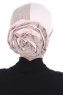 Clara - Turbante Di Cotone Taupe & Rosa Antico