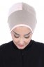 Clara - Turbante Di Cotone Taupe & Rosa Antico