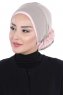 Clara - Turbante Di Cotone Taupe & Rosa Antico
