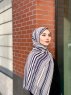 Dalal - Hijab Fantasia Di Crêpe Blu Navy & Creme