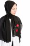 Damla Svart Hijab Sjal Med Blommor Madame Polo 130001-4