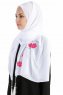 Damla Vit Hijab Sjal Med Blommor Madame Polo 130002-2
