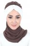 Gill - Hijab Pratico Marrone & Creme