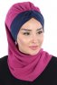 Gill - Hijab Pratico Fucsia & Blu Navy
