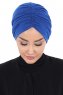 Jill - Turbante Di Cotone Blu - Ayse Turban