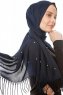 Kadri - Hijab Blu Navy Con Perle - Özsoy