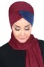 Mikaela - Hijab Cotone Pratico Bordò & Blu Navy