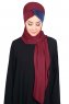 Mikaela - Hijab Cotone Pratico Bordò & Blu Navy