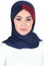 Mikaela - Hijab Cotone Pratico Blu Navy & Bordò