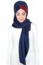 Mikaela - Hijab Cotone Pratico Blu Navy & Bordò