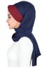 Mikaela - Hijab Cotone Pratico Blu Navy & Bordò