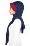 Mikaela - Hijab Cotone Pratico Blu Navy & Bordò