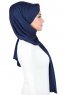 Mikaela - Hijab Cotone Pratico Blu Navy & Bordò