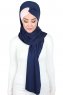 Mikaela - Hijab Cotone Pratico Blu Navy & Rosa Antico