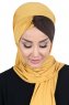 Mikaela - Hijab Cotone Pratico Mostarda & Marrone