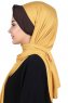 Mikaela - Hijab Cotone Pratico Mostarda & Marrone