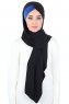 Mikaela - Hijab Cotone Pratico Nero & Blu