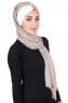 Mikaela - Hijab Cotone Pratico Taupe & Creme