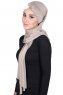 Mikaela - Hijab Cotone Pratico Taupe & Creme