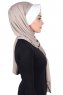 Mikaela - Hijab Cotone Pratico Taupe & Creme