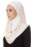 Naz - Hijab Pratico One Piece Beige Chiaro & Creme - Ecardin