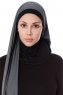 Naz - Hijab Pratico One Piece Grigio Scuro & Nero - Ecardin