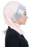 Olga - Hijab Pratico Beige & Argento