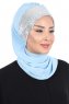 Olga - Hijab Pratico Azzurro & Argento