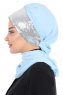 Olga - Hijab Pratico Azzurro & Argento