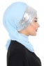 Olga - Hijab Pratico Azzurro & Argento