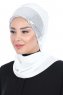 Olga - Hijab Pratico Bianco Sporco & Argento
