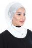 Olga - Hijab Pratico Bianco Sporco & Argento