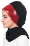 Olga - Hijab Pratico Nero & Rosso
