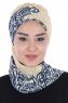 Regina - Turbante Chiffon Blu Navy & Giallo