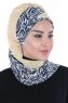 Regina - Turbante Chiffon Blu Navy & Giallo