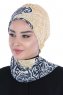 Regina - Turbante Chiffon Blu Navy & Giallo
