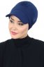Sandra - Turbante Di Cotone Blu Navy - Ayse Turban