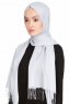 Sinem Ljusgrå Chiffon Hijab Med Fransar 4A1405b