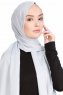 Sinem Ljusgrå Chiffon Hijab Med Fransar 4A1405d
