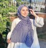 Soheila - Hijab Di Cotone Fantasia Blu Navy & Bianca