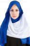 Yelda Silver & Blå Chiffon Hijab Sjal Madame Polo 130040-1