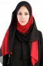 Yelda Svart & Bordeaux Chiffon Hijab Sjal Madame Polo 130033-1