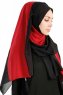Yelda Svart & Bordeaux Chiffon Hijab Sjal Madame Polo 130033-4