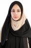 Yelda Svart & Creme Chiffon Hijab Sjal Madame Polo 130035-1