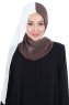 Ylva - Hijab Chiffon Pratico Marrone & Creme
