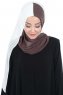 Ylva - Hijab Chiffon Pratico Marrone & Creme